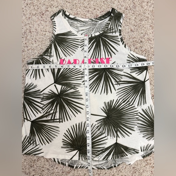 Women's a new day Tank Top Green Palm Fronds Pink PARADISE embroidery Vacation L - Picture 4 of 7